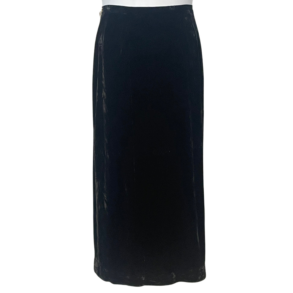Blunauta Italy Sz EU 44 US M (29" Waist) Maxi Skirt Luxe Black Velvet Silk Blend